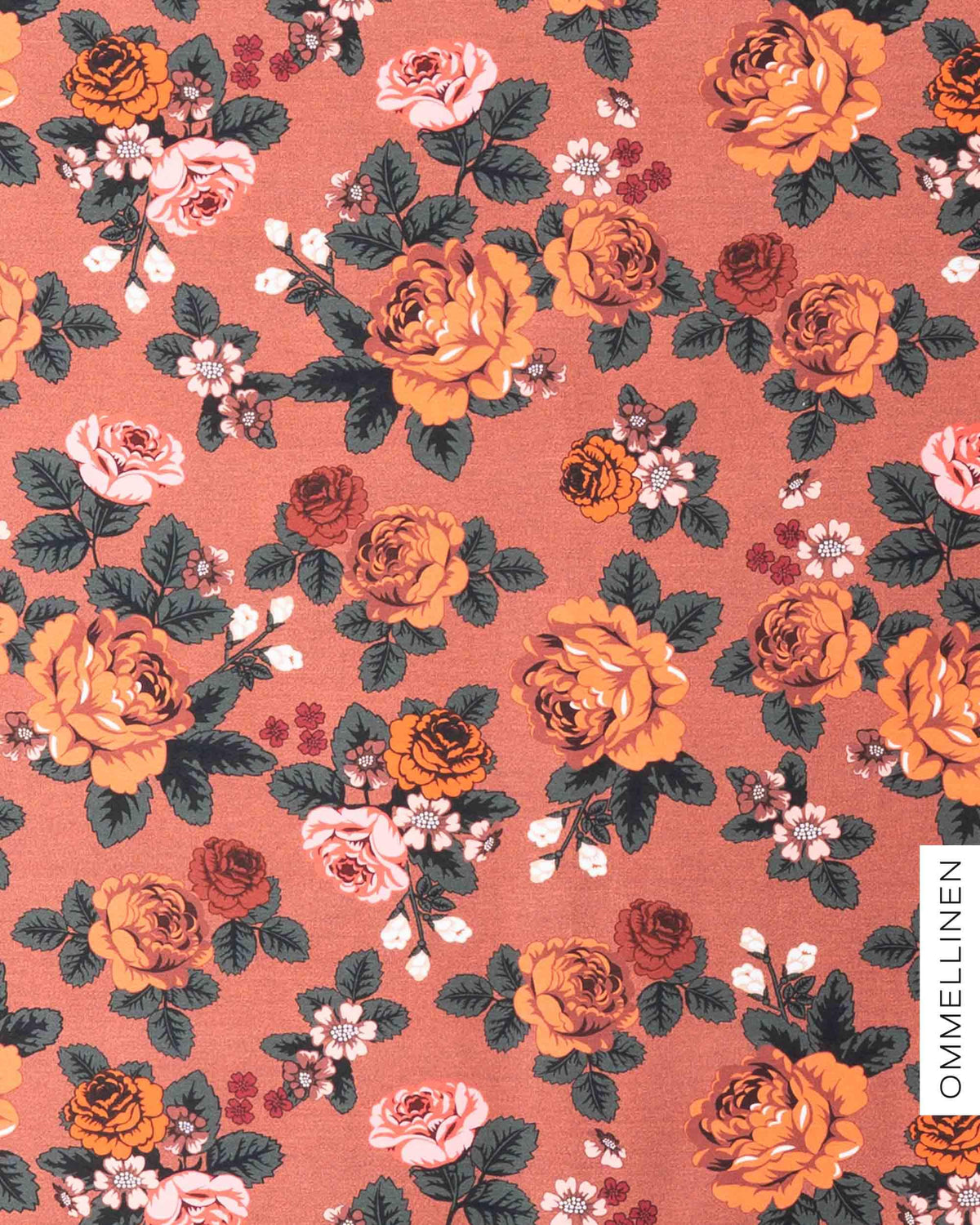 French terry - PRE-CUT, Babushka Roses - orange