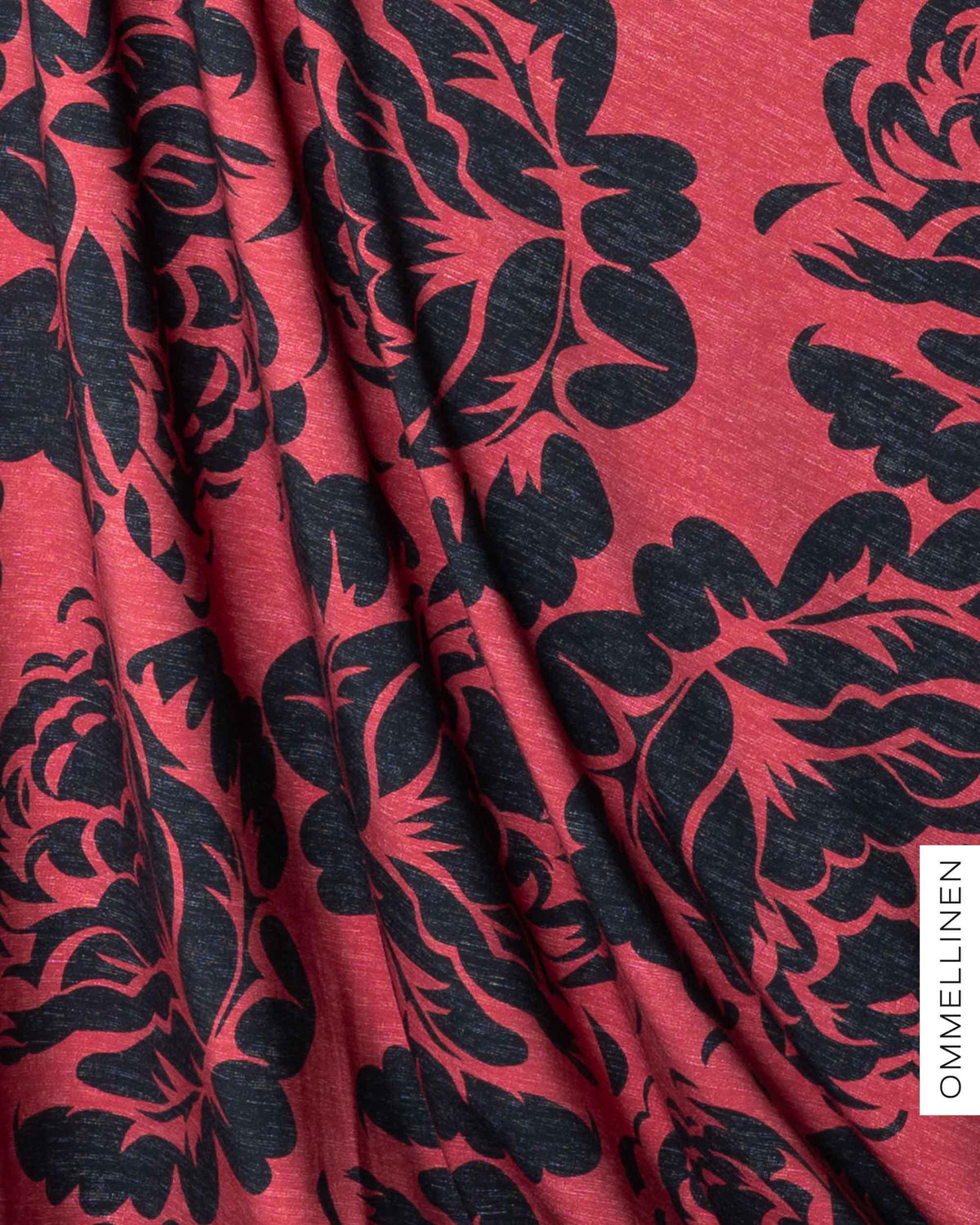 French terry, Babushka Roses Giant - red/black