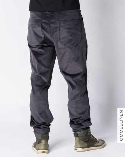 Miesten vakosamettihousut, harmaa