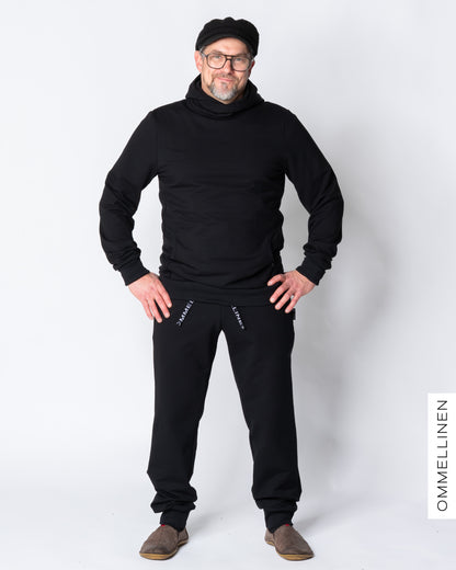 Miesten collarihousut, musta - harjattu