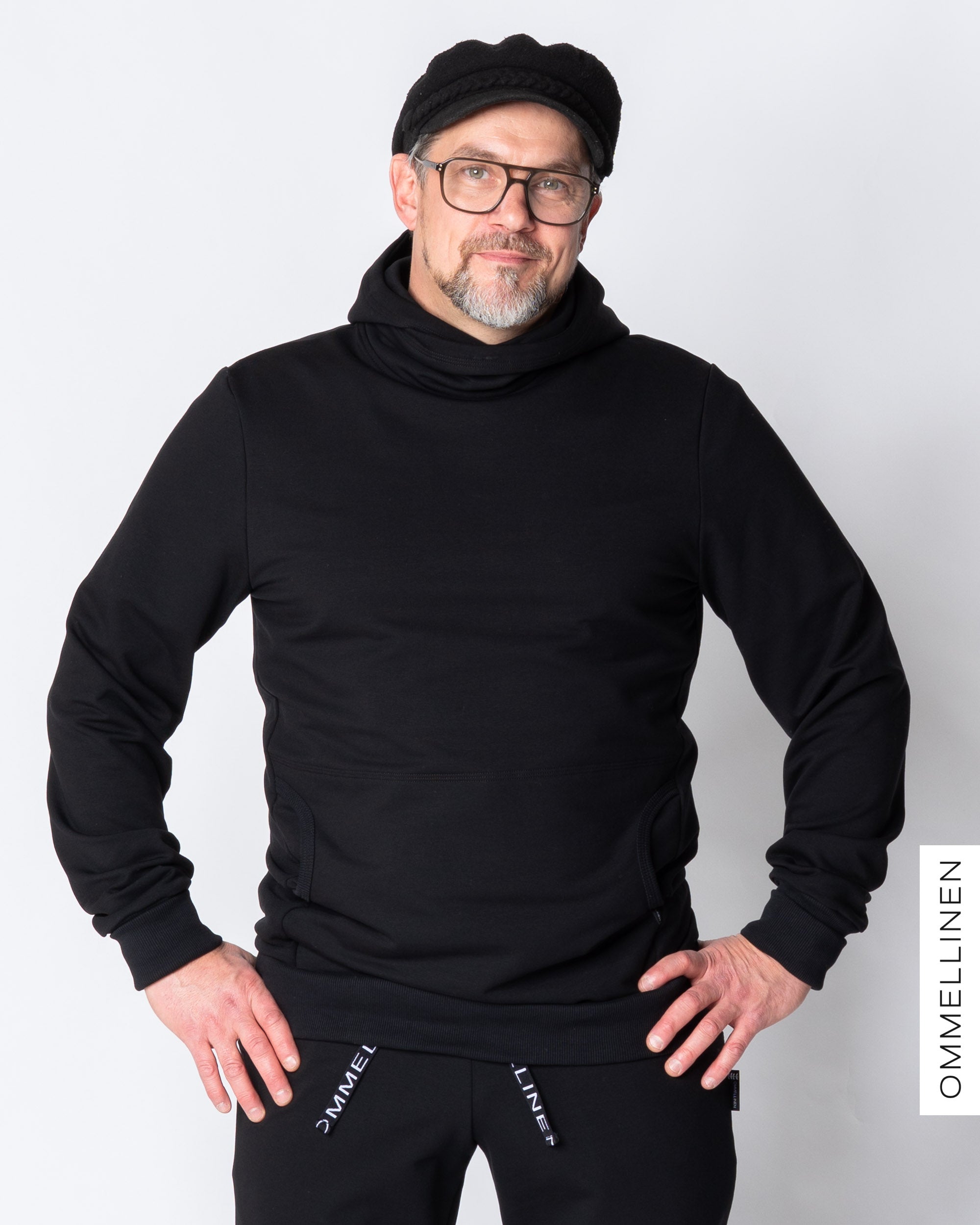 Miesten huppari, musta - harjattu