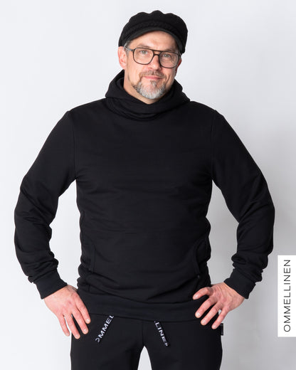 Miesten huppari, musta - harjattu