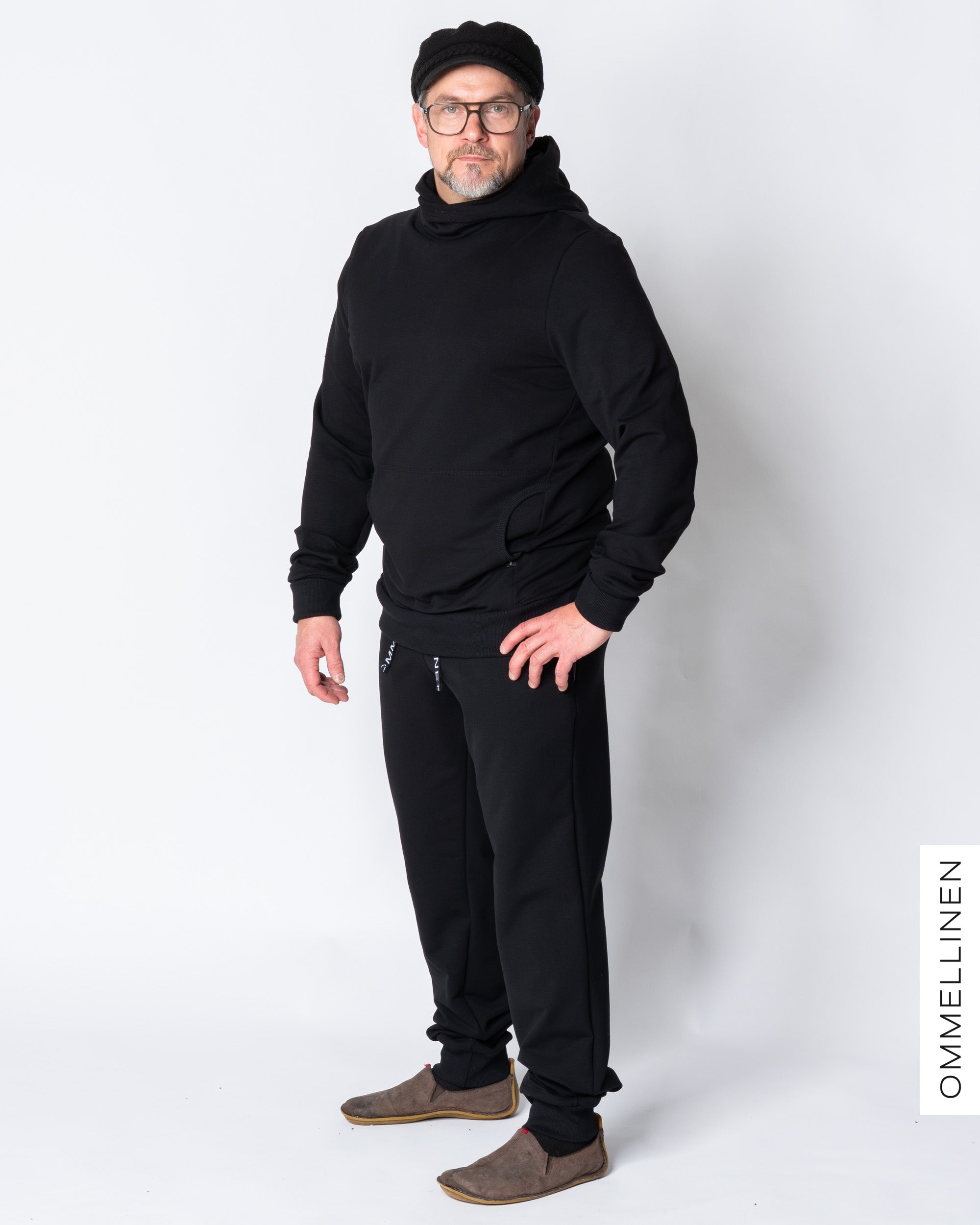 Miesten huppari, musta - harjattu