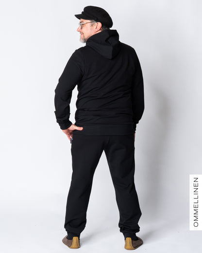 Miesten collarihousut, musta - harjattu