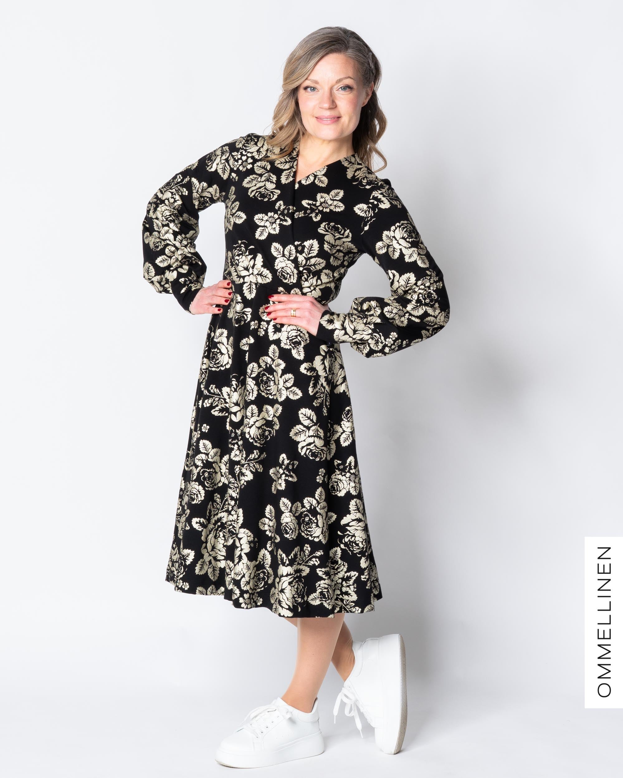 HELMI dress, Babushka Roses - gold champagne