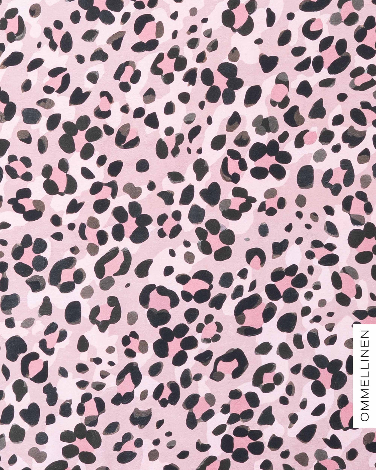 French terry, Kukkaleopardi - light pink