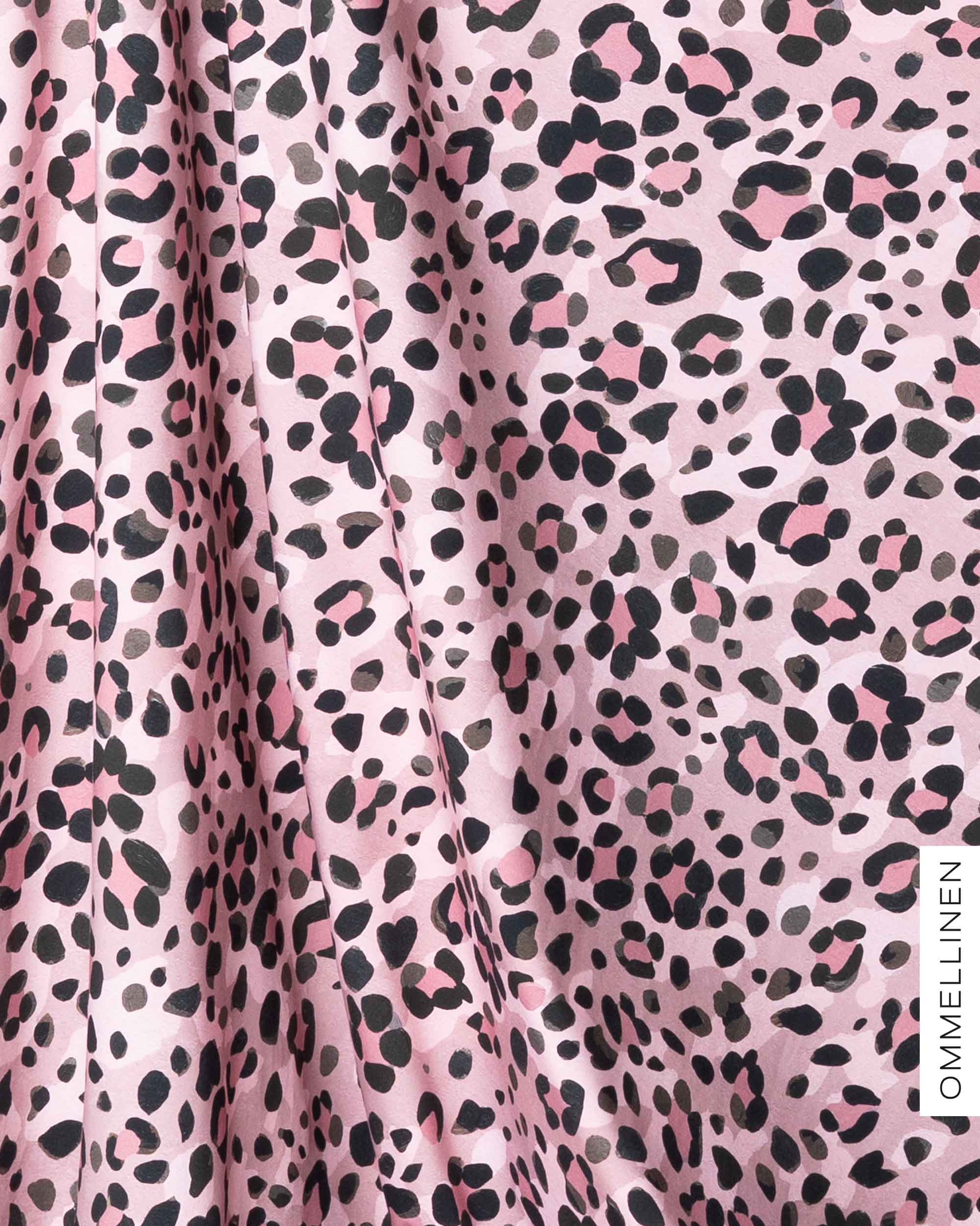 French terry, Kukkaleopardi - light pink