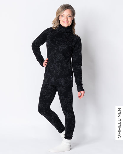 Merinopoolo, Babushka Roses - musta/harmaa