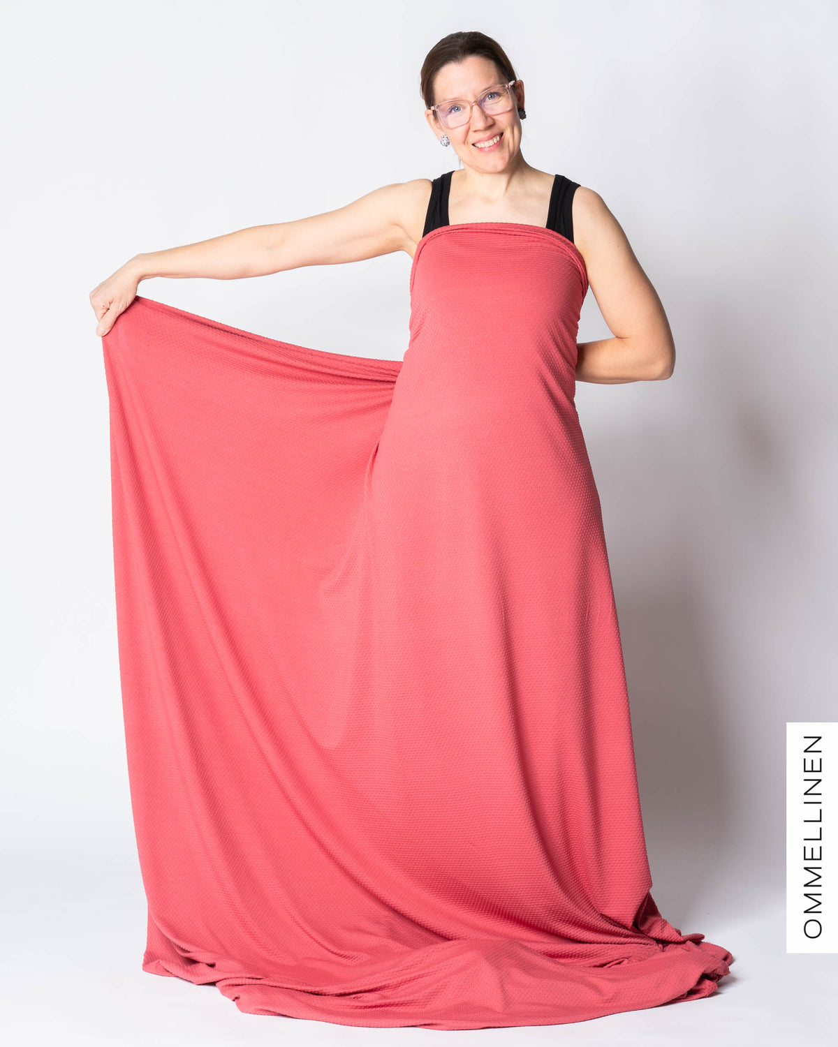 Embossed viscose knit - PRE-CUT, deep coral