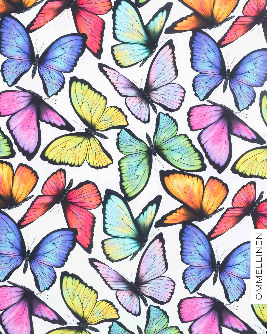 Digitrikoo, Perhoset - valkoinen/moniväri