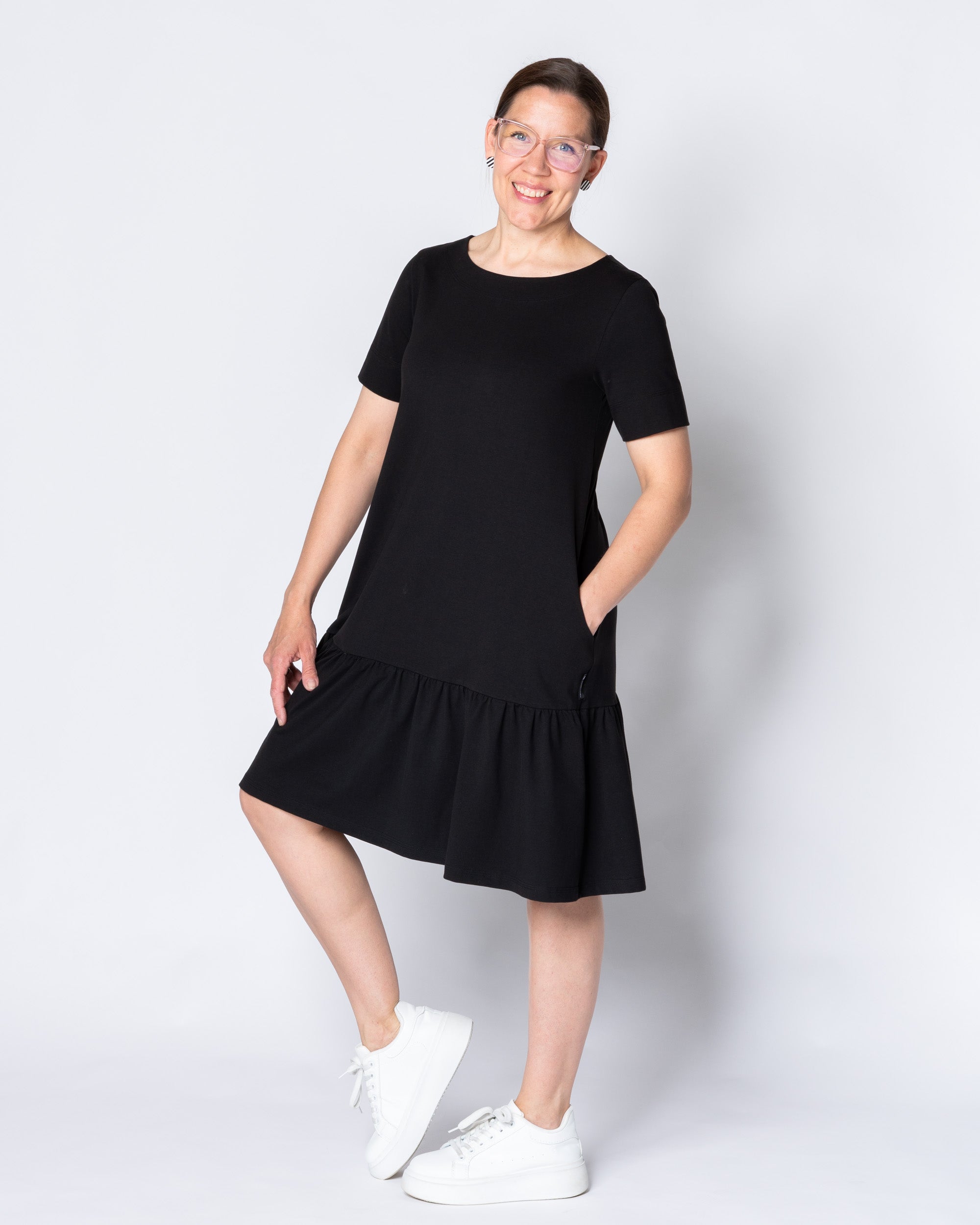WHOOPS! FRILLA dress - short, black - 3XL