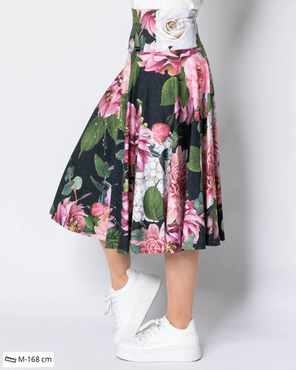 BELL skirt, Kukkakimppu - black