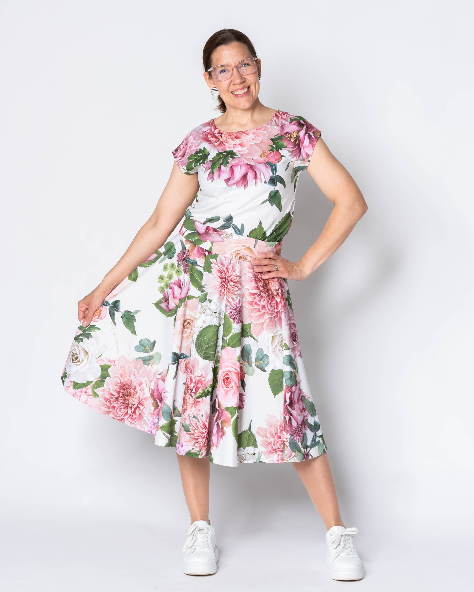 BELL skirt, Kukkakimppu - white