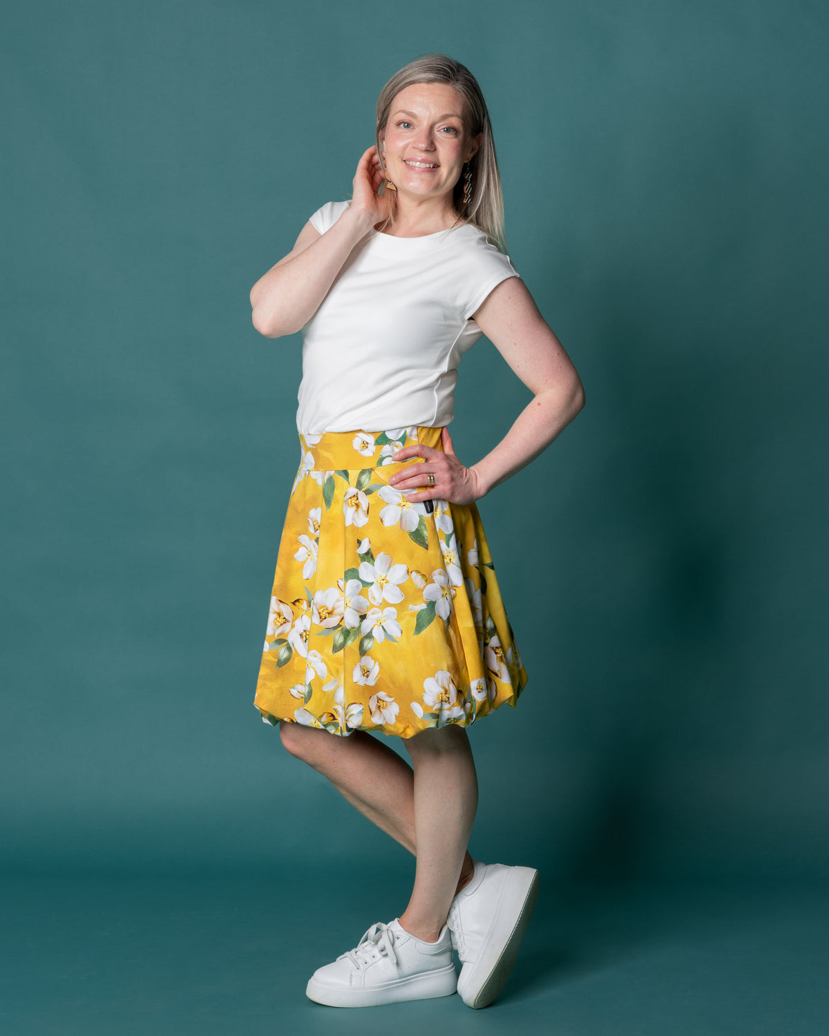 PUFFI skirt, Omenankukkia - yellow