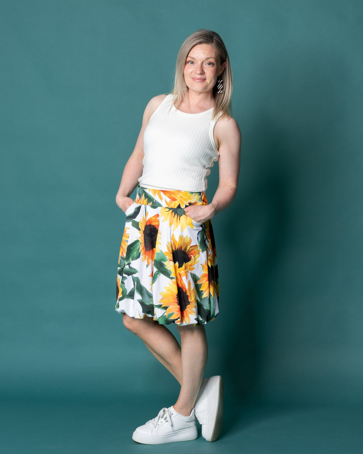 PUFFI skirt, Auringonkukka - white