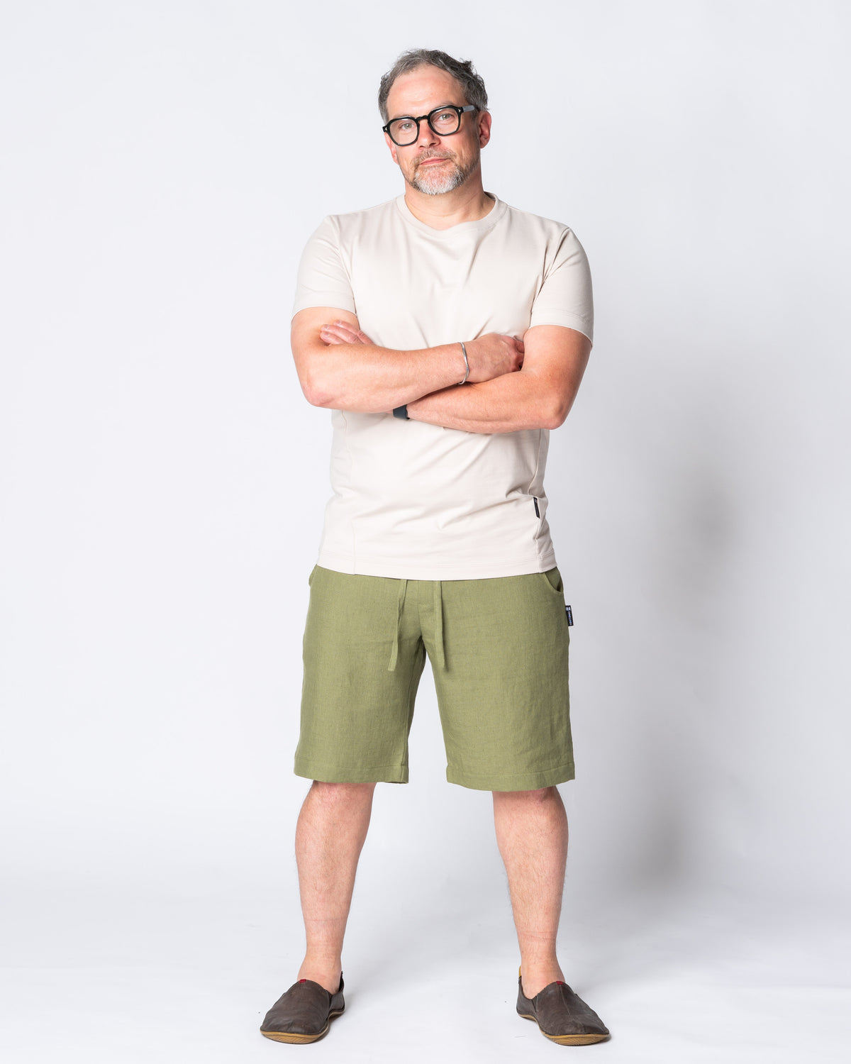 MEN'S LINEN shorts, green