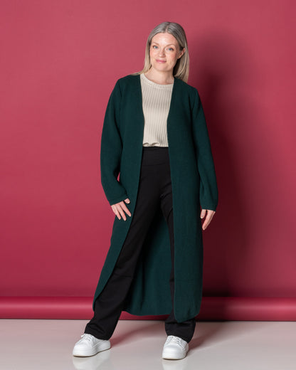 MAXI cardigan - merino wool, deep emerald