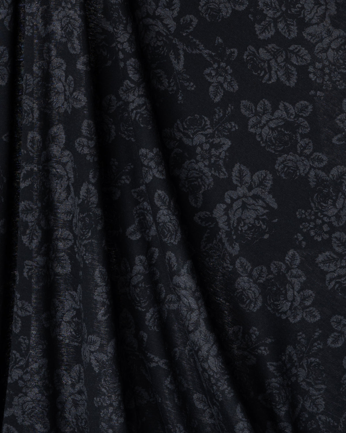 Merino wool, Babushka Roses - black/grey