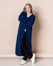 MAXI cardigan - merino wool, blue