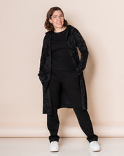 MERINO WOOL RENTOILU cardigan 2.0, Babushka Roses - black/grey