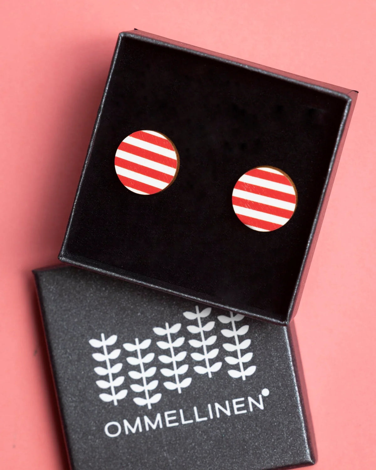 Earrings, Raita - red, button