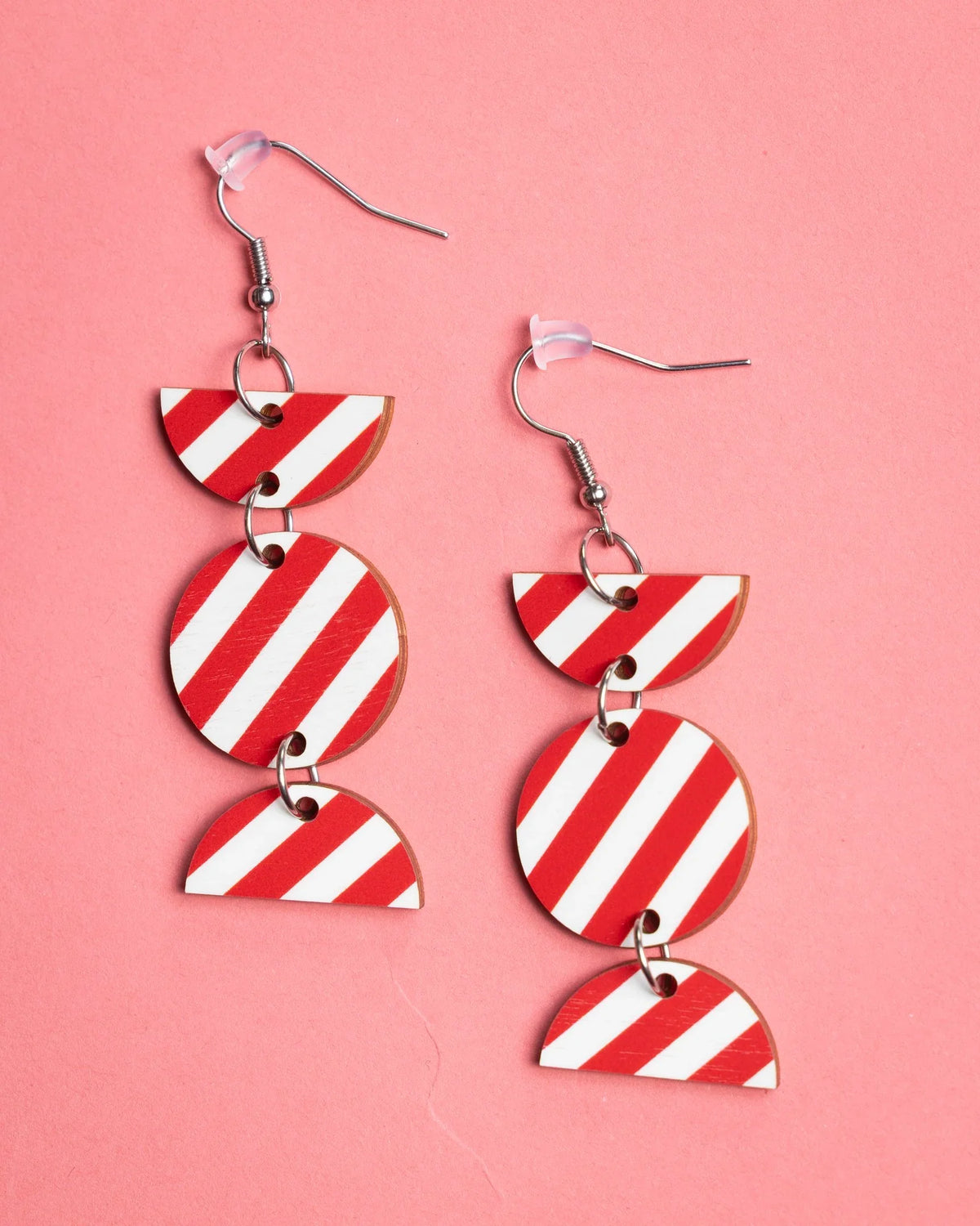 Earrings, Raita - red hanging, hook