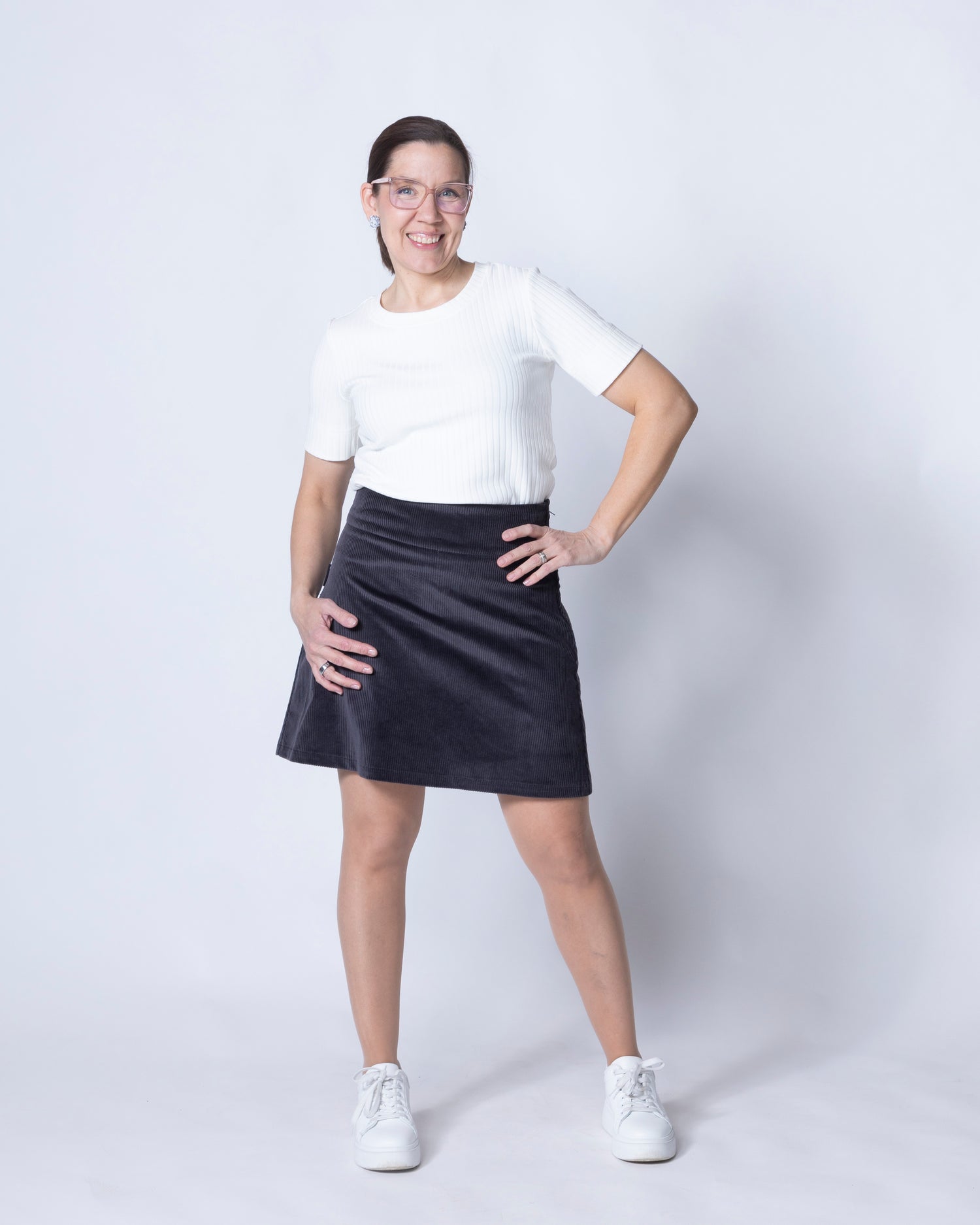 Vakosamettihame, harmaa