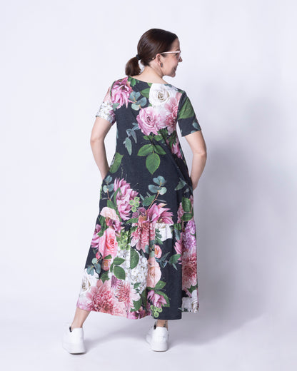FRILLA dress, Kukkakimppu - black