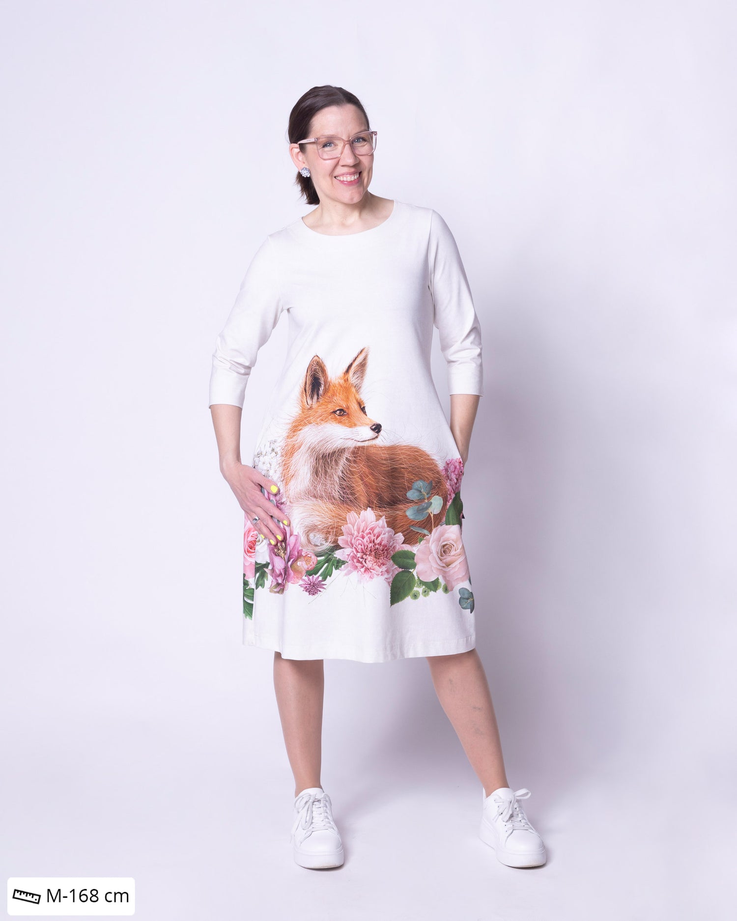 HUPS! Iisimekko, Kukkakimppu ja kettu - vaalea - 3XL 