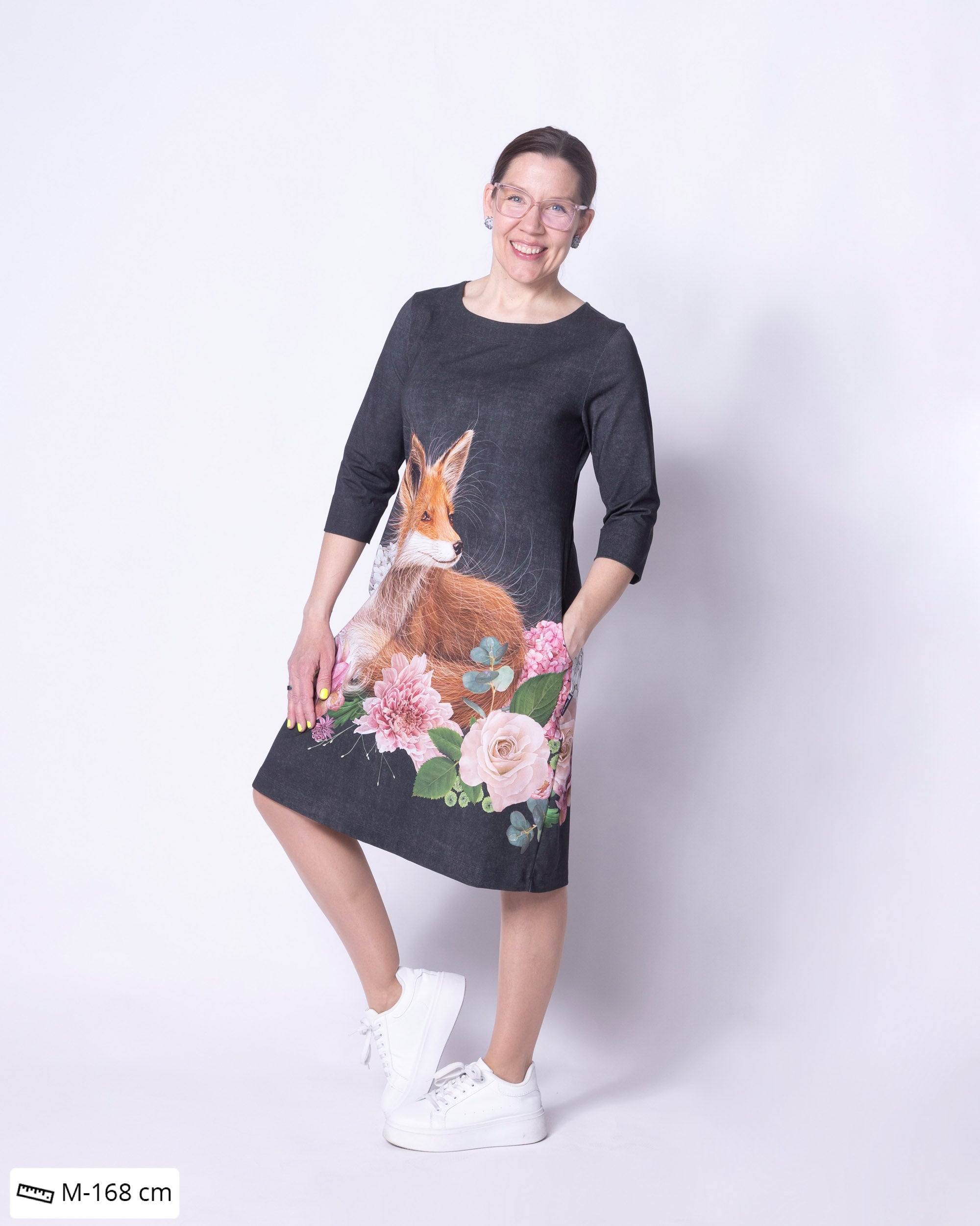 HUPS! Iisimekko, Kukkakimppu ja kettu - harmaa - 3XL