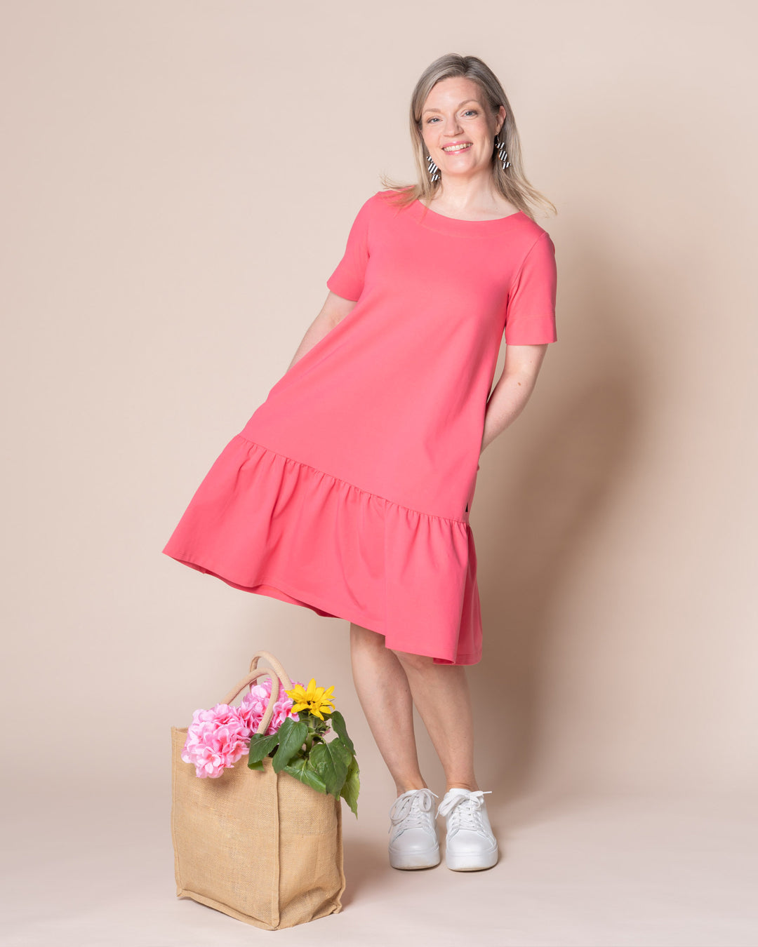 FRILLA dress - short, coral
