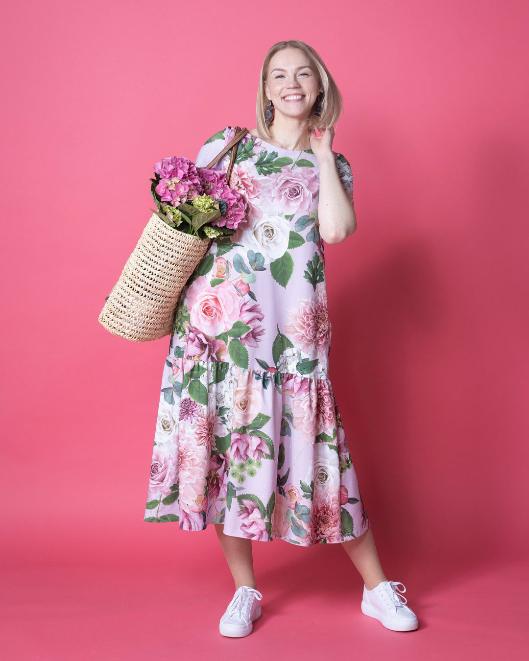 FRILLA dress, Kukkakimppu - light lavender