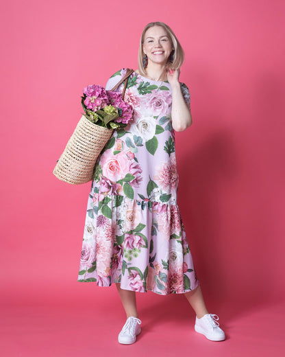 FRILLA dress, Kukkakimppu - light lavender