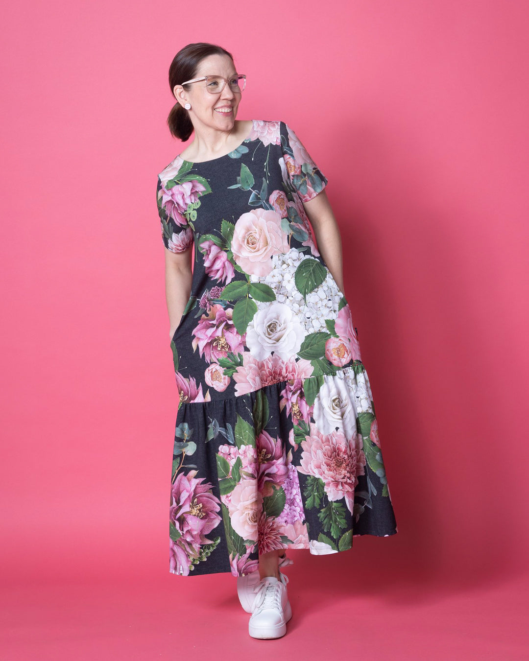 FRILLA dress, Kukkakimppu - black