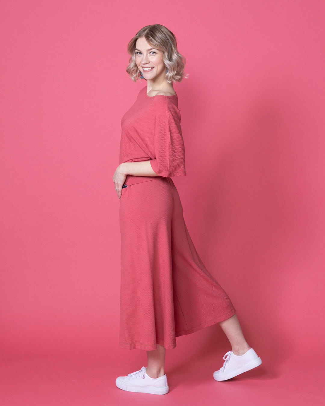 Helmihousut, tumma koralli