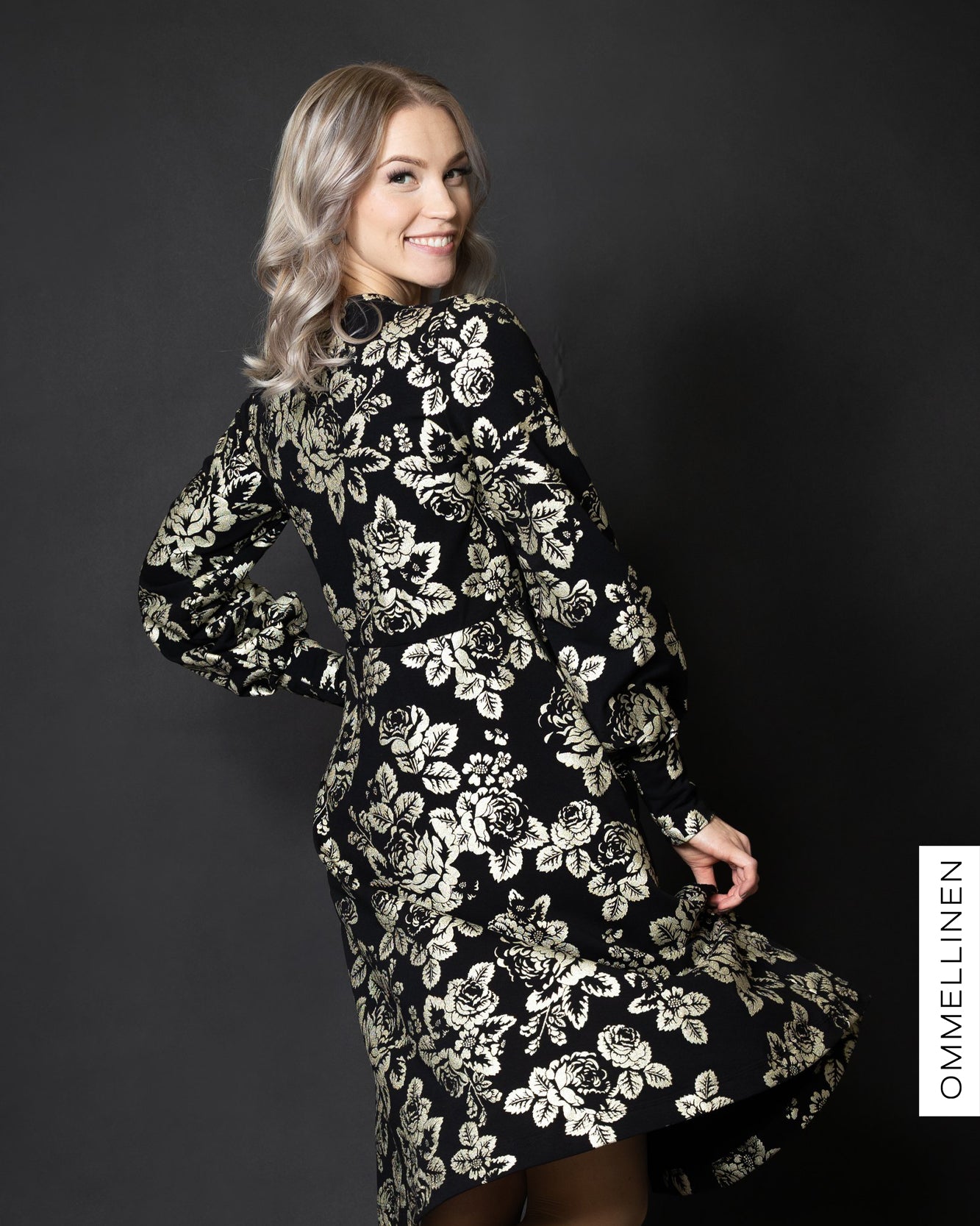 HELMI dress, Babushka Roses - gold champagne