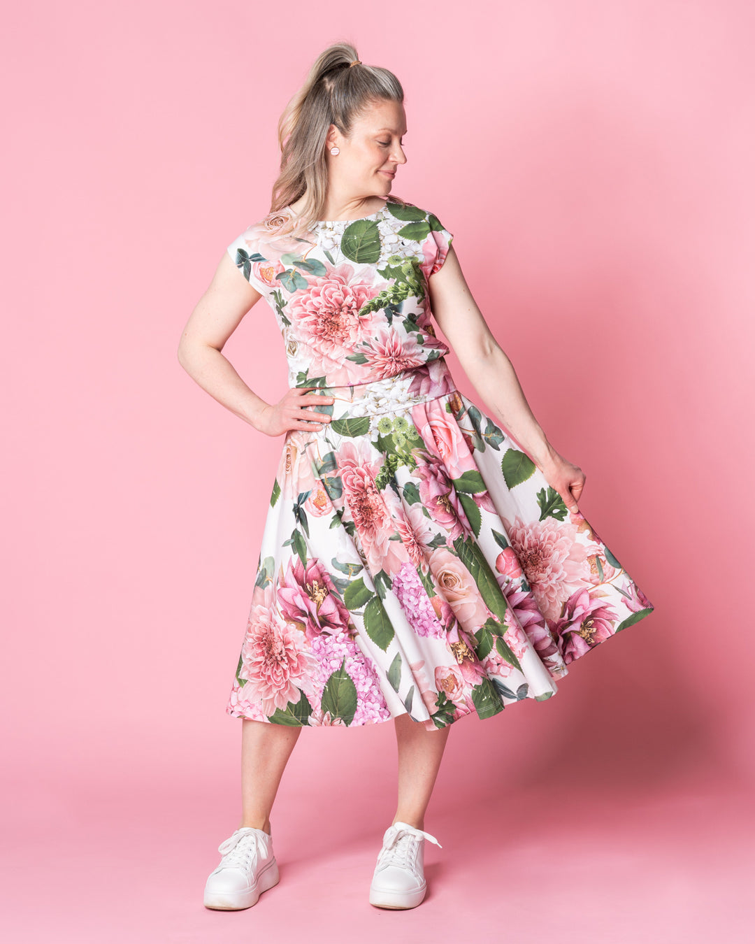 BELL skirt, Kukkakimppu - white