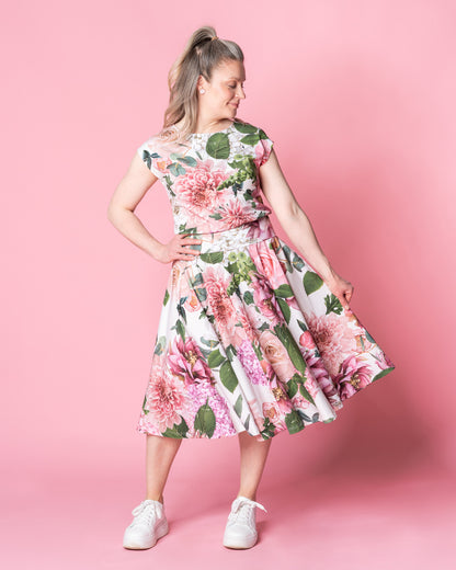 BELL skirt, Kukkakimppu - white
