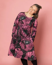 WHOOPS! DRESS tunic, Tuulenkukka - wine, slight II-quality - S