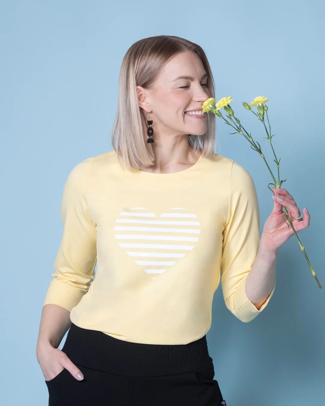 MIELI shirt, heart - light yellow