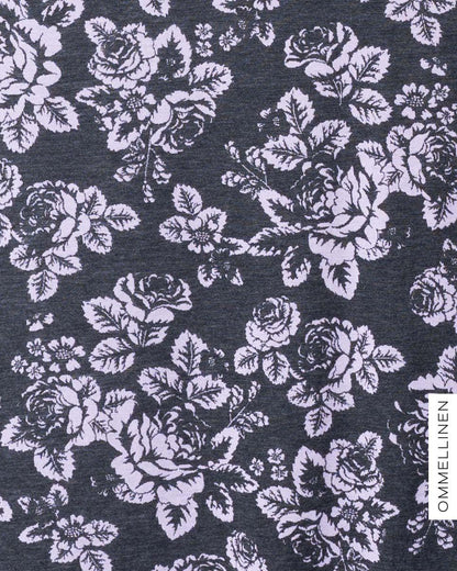 Merino wool, Babushka Roses - grey/lilac