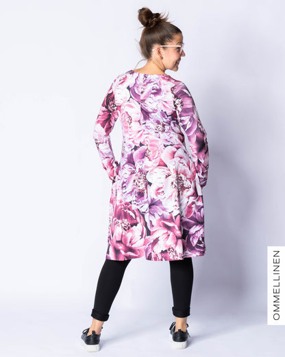 DRESS tunic, Babushka Roses - amethyst