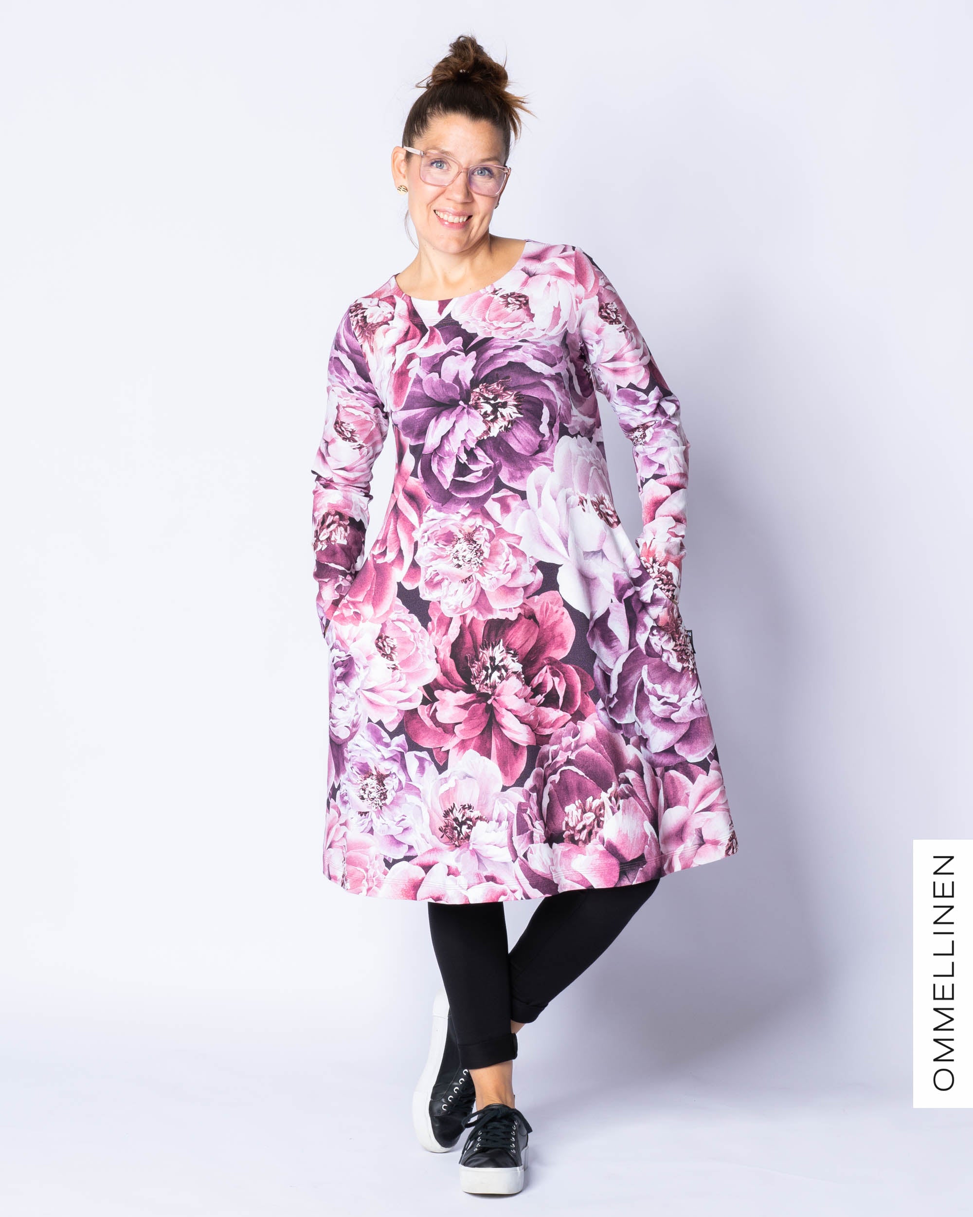 DRESS tunic, Babushka Roses - amethyst