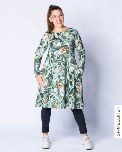 DRESS tunic, Babushka Roses - green