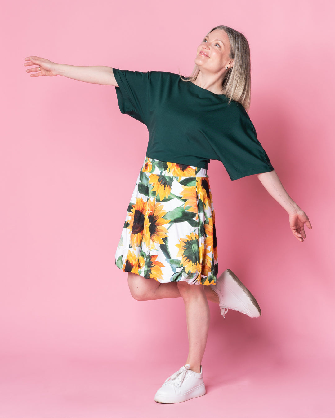 PUFFI skirt, Auringonkukka - white