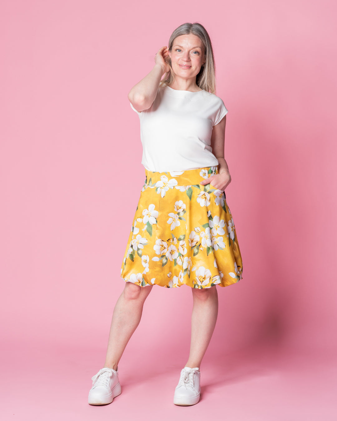 PUFFI skirt, Omenankukkia - yellow