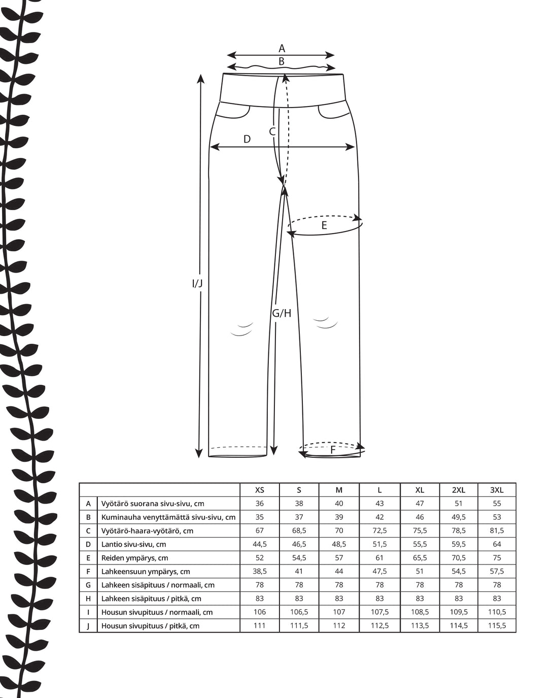 Pattern - tyyli pants