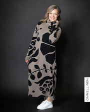 WOOL dress, Kaunotar - hazelnut/black
