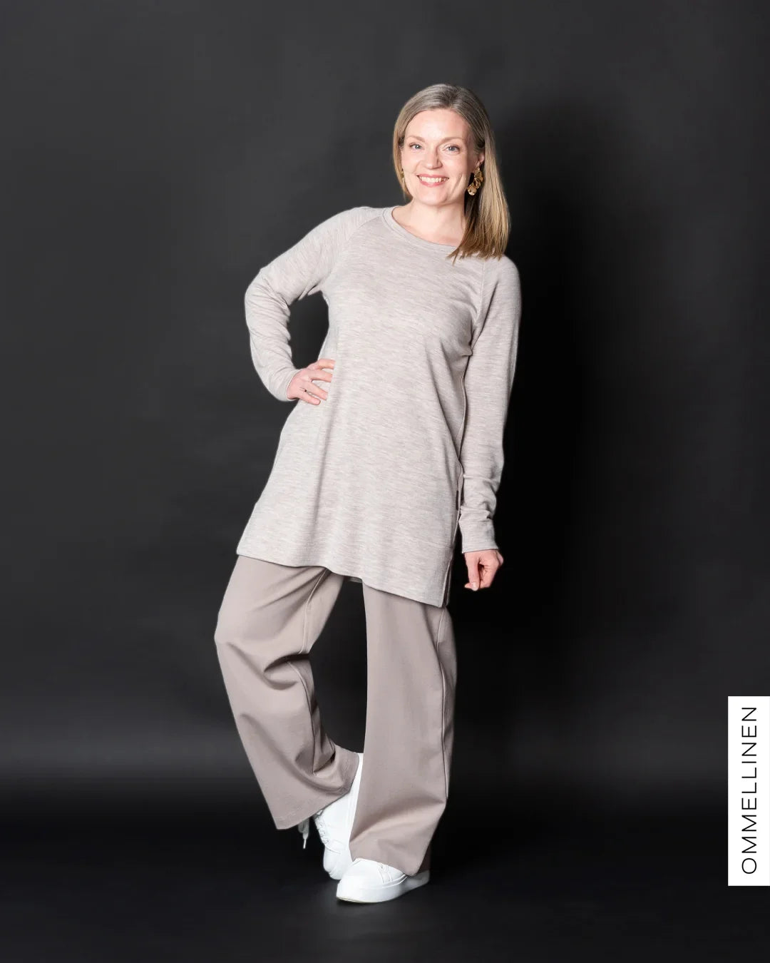 WOOL tunic, melange sand