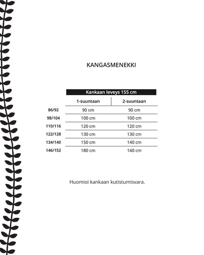 Kaava - lasten haaremihaalari - Ommellinen